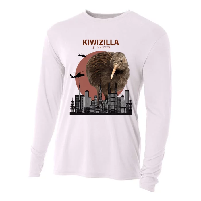 Kiwizilla Funny Kiwi New Zealand Bird Lovers Gift Cooling Performance Long Sleeve Crew