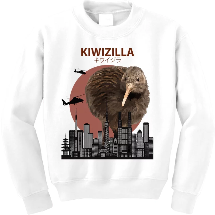 Kiwizilla Funny Kiwi New Zealand Bird Lovers Gift Kids Sweatshirt