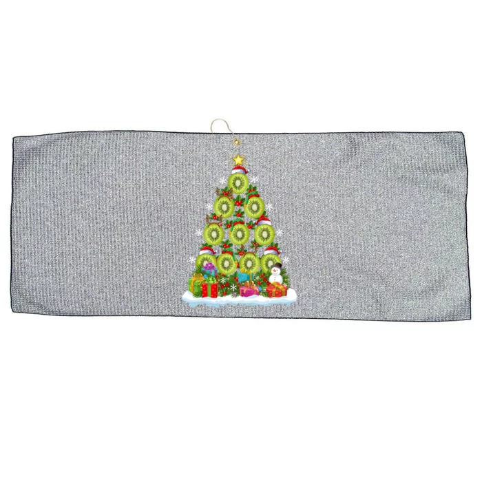 Kiwi Fruit Lover Xmas Lights Funny Kiwi Fruit Christmas Tree Gift Large Microfiber Waffle Golf Towel