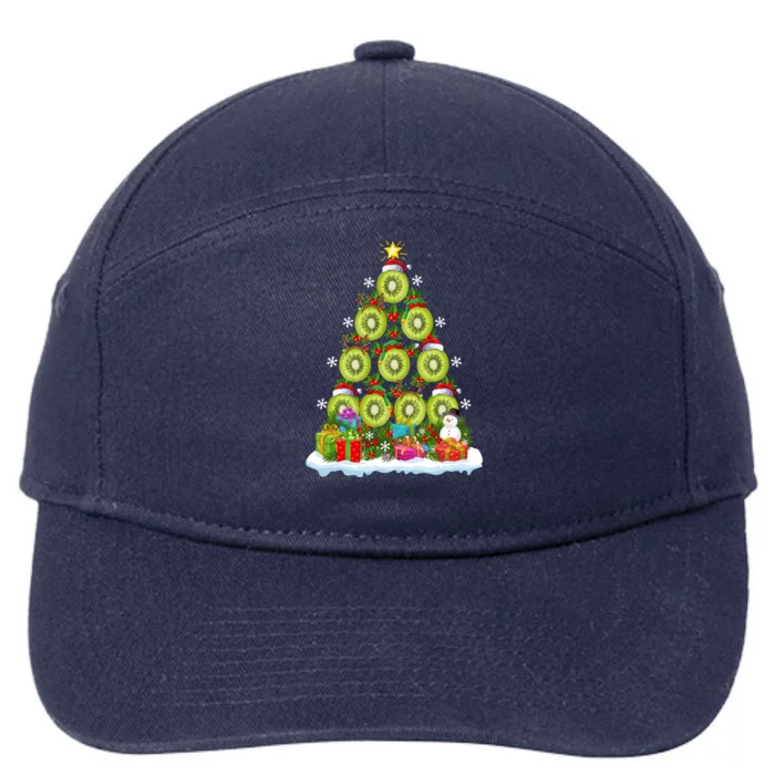 Kiwi Fruit Lover Xmas Lights Funny Kiwi Fruit Christmas Tree Gift 7-Panel Snapback Hat