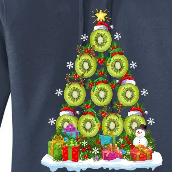 Kiwi Fruit Lover Xmas Lights Funny Kiwi Fruit Christmas Tree Gift Women's Pullover Hoodie