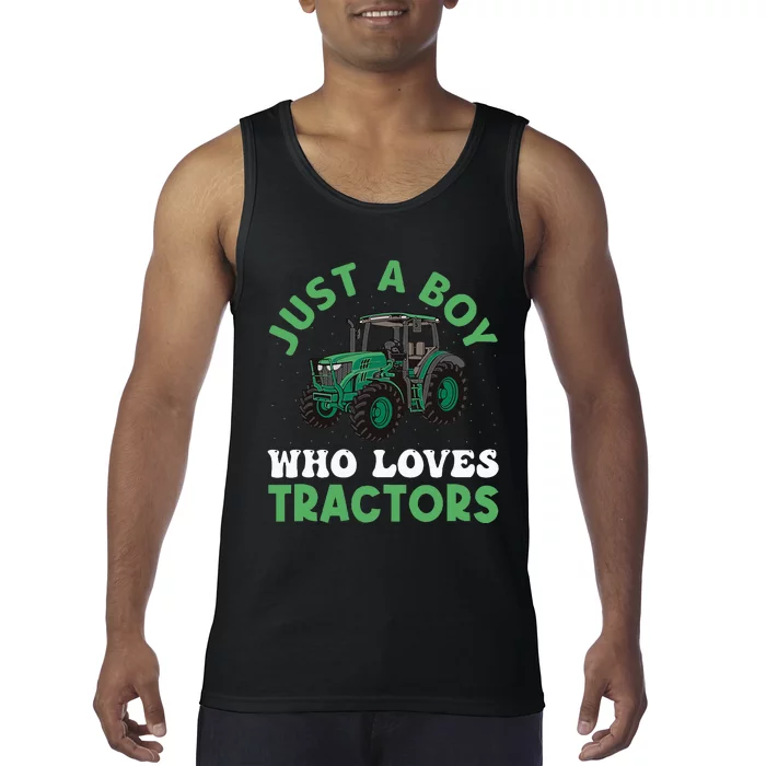 Kids Farm Lifestyle Just A Boy Who Loves Tractors Tank Top