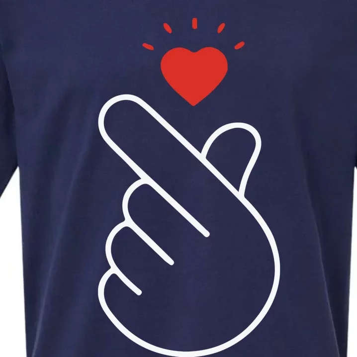 Korean Finger Love Symbol Sueded Cloud Jersey T-Shirt