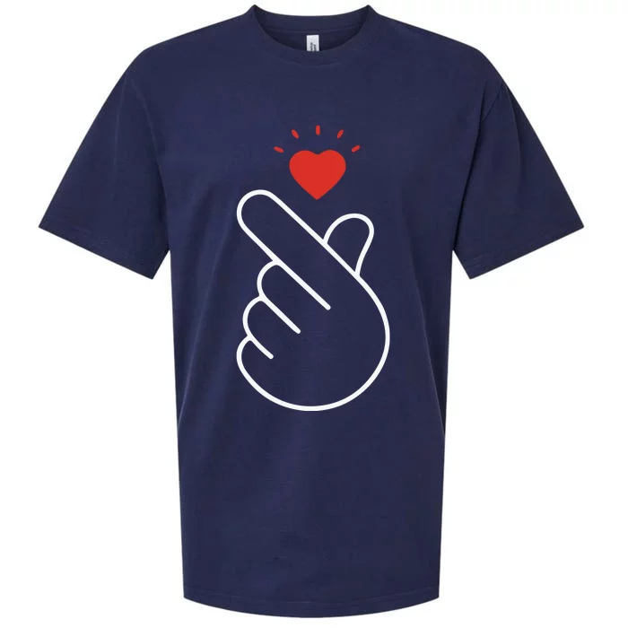 Korean Finger Love Symbol Sueded Cloud Jersey T-Shirt