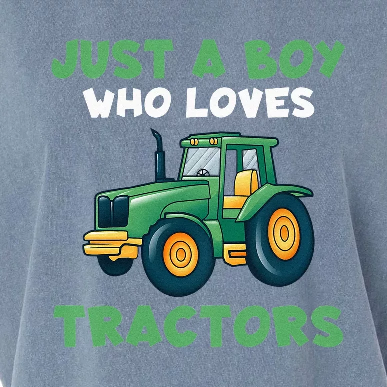 Kids Farm Lifestyle Just A Boy Who Loves Tractors Garment-Dyed Women's Muscle Tee