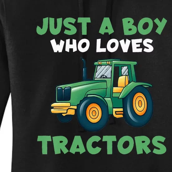 Kids Farm Lifestyle Just A Boy Who Loves Tractors Women's Pullover Hoodie