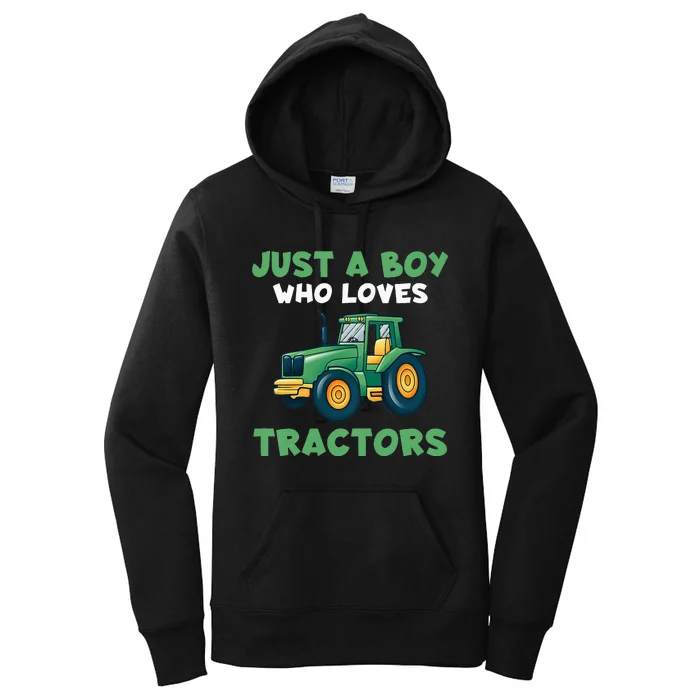 Kids Farm Lifestyle Just A Boy Who Loves Tractors Women's Pullover Hoodie