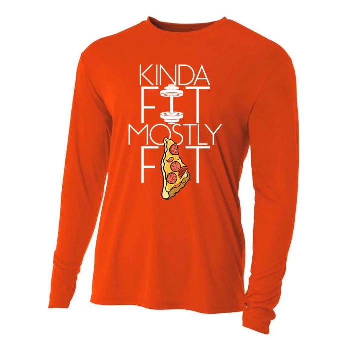 Kinda Fit Mostly Fat Fitness Workout Kinda Fit Mostly Fat Funny Gift Cooling Performance Long Sleeve Crew