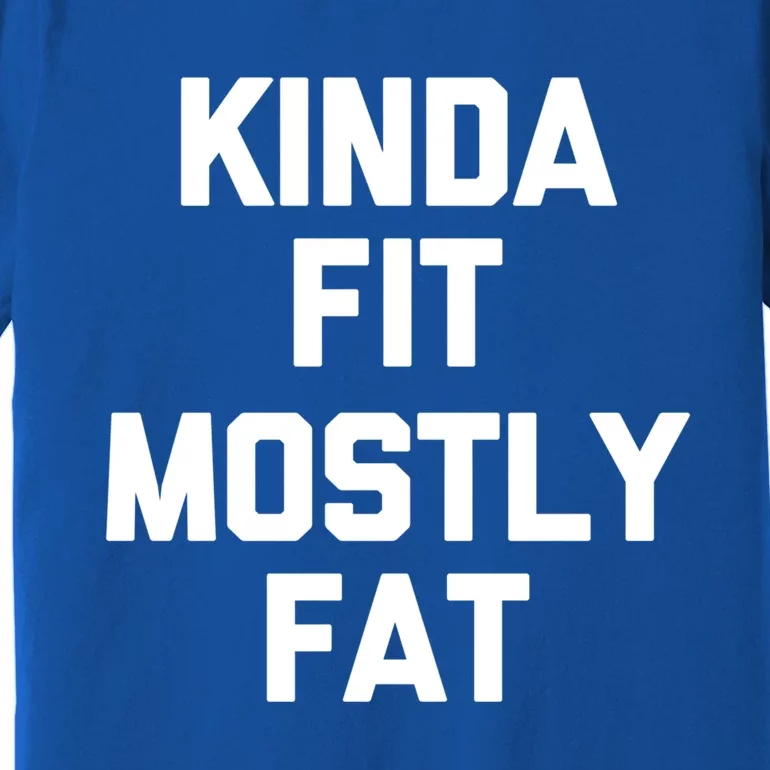 Kinda Fit (Mostly Fat) Gift Funny Workout Fitness Running Gym Gift Premium T-Shirt