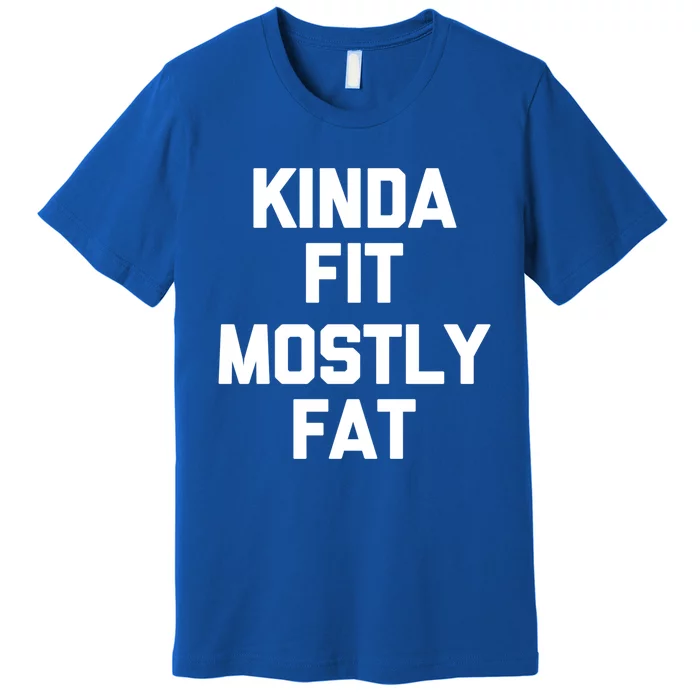 Kinda Fit (Mostly Fat) Gift Funny Workout Fitness Running Gym Gift Premium T-Shirt