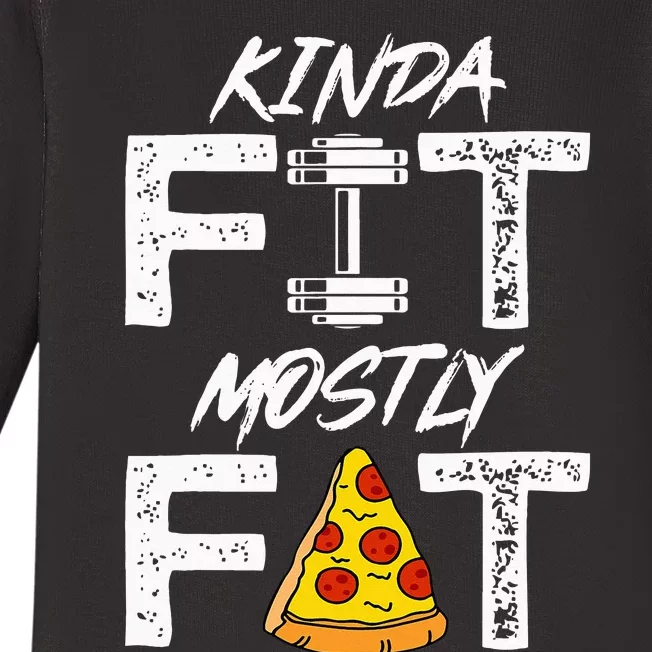 Kinda Fit Mostly Fat Fitness Funny Workou Baby Long Sleeve Bodysuit