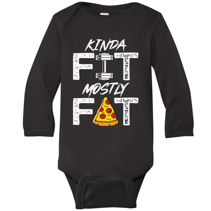 Kinda Fit Mostly Fat Fitness Funny Workou Baby Long Sleeve Bodysuit