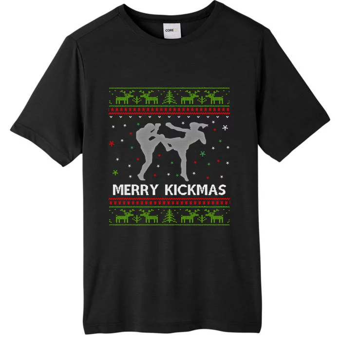 Kickboxer Fighter Merry Kickmas Kickboxing Ugly Christmas Gift ChromaSoft Performance T-Shirt