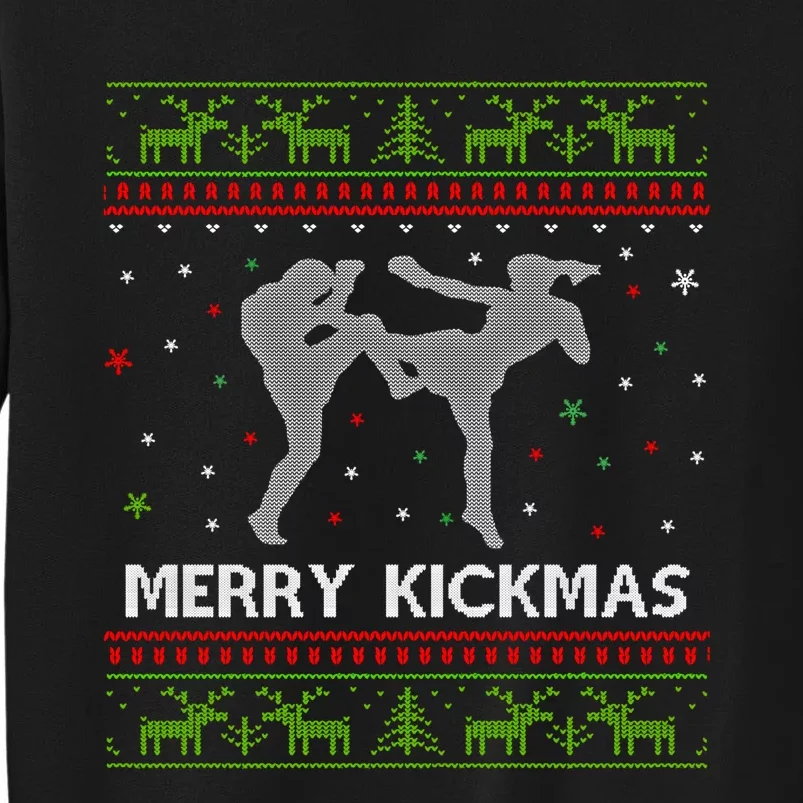 Kickboxer Fighter Merry Kickmas Kickboxing Ugly Christmas Gift Tall Sweatshirt