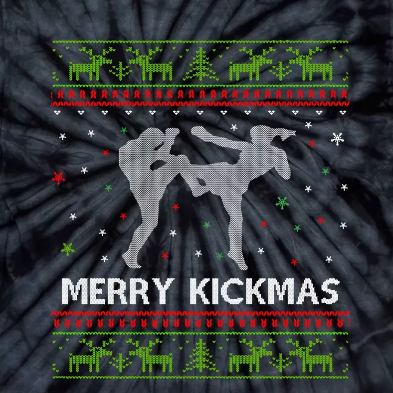 Kickboxer Fighter Merry Kickmas Kickboxing Ugly Christmas Gift Tie-Dye T-Shirt