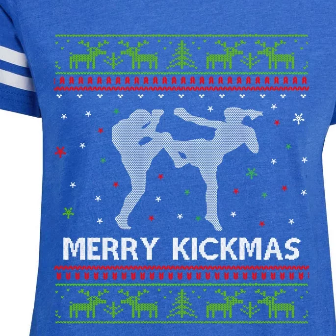 Kickboxer Fighter Merry Kickmas Kickboxing Ugly Christmas Gift Enza Ladies Jersey Football T-Shirt