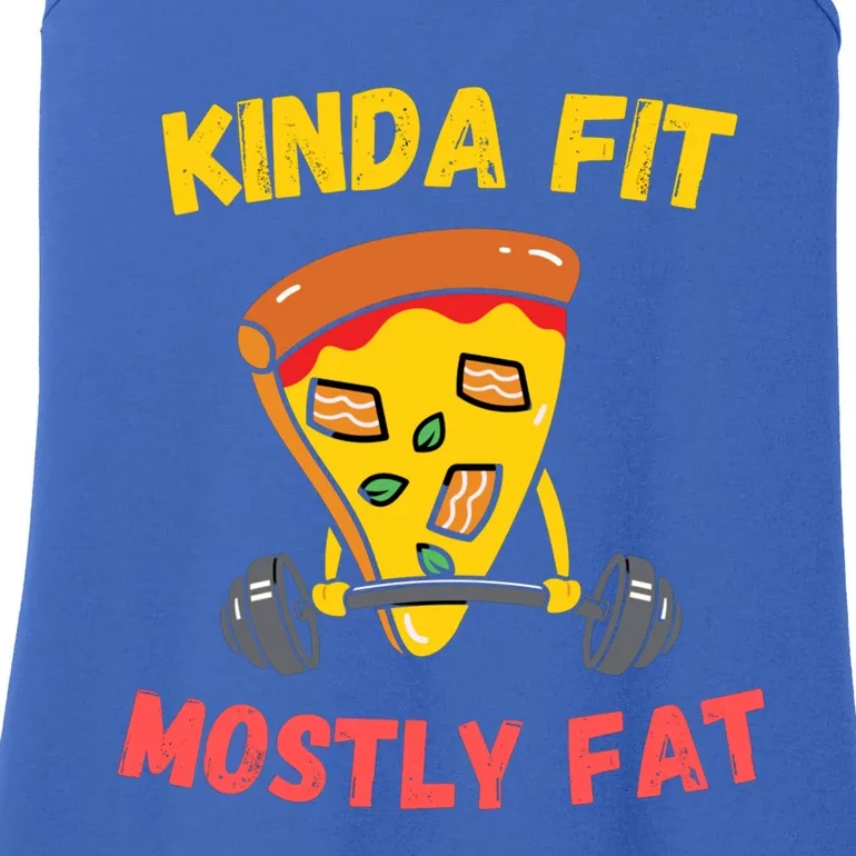 Kinda Fit Mostly Fat Fitness Funny Workout Gym Bodybuilding Gift Ladies Essential Tank