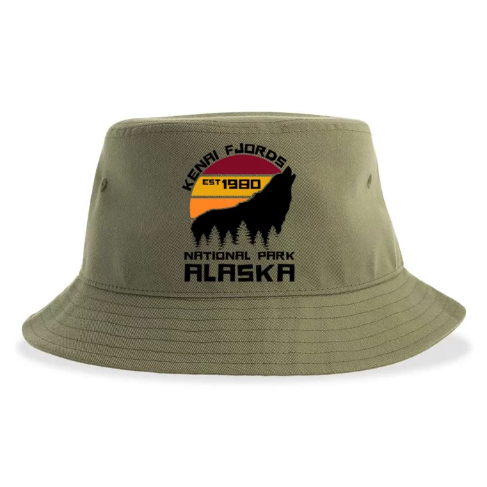 Kenai Fjords National Park Alaska Wolf Nature Outdoors Gift Sustainable Bucket Hat