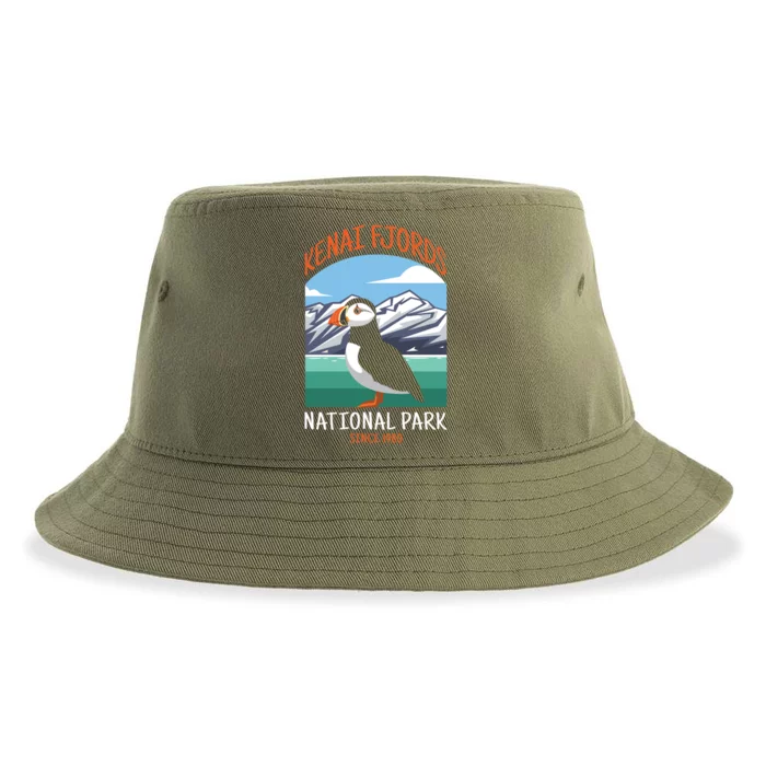 Kenai Fjords National Park Us Puffin Bird Alaska Gift Sustainable Bucket Hat