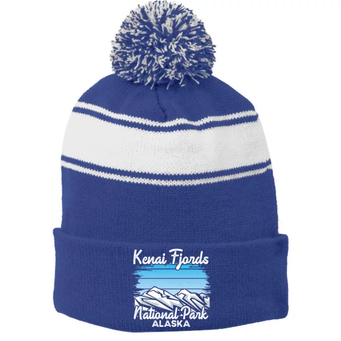 Kenai Fjords National Park Alaska Explore Nature Hiking Great Gift Stripe Pom Pom Beanie