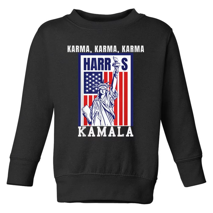 Kamala For President Slogan Statue Liberty Pro Harris Toddler Sweatshirt