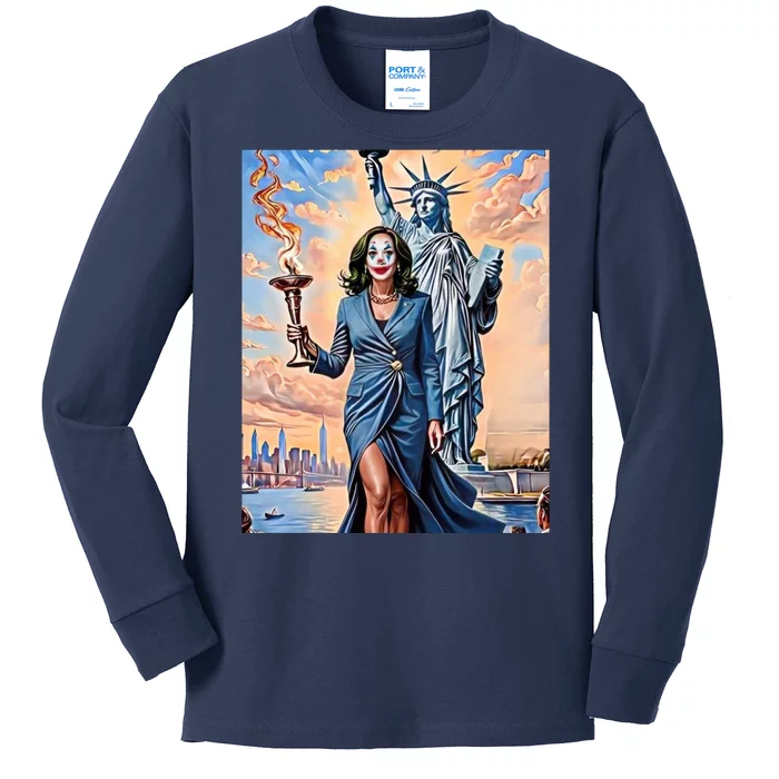 Kamla For President! #Harris2024 #Mbiooga #Clownworld Kids Long Sleeve Shirt