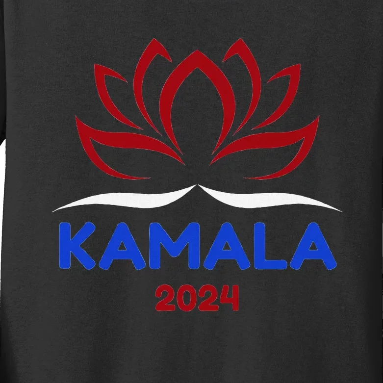 Kamala For President 2024 Sanskrit Lotus Design Kids Long Sleeve Shirt