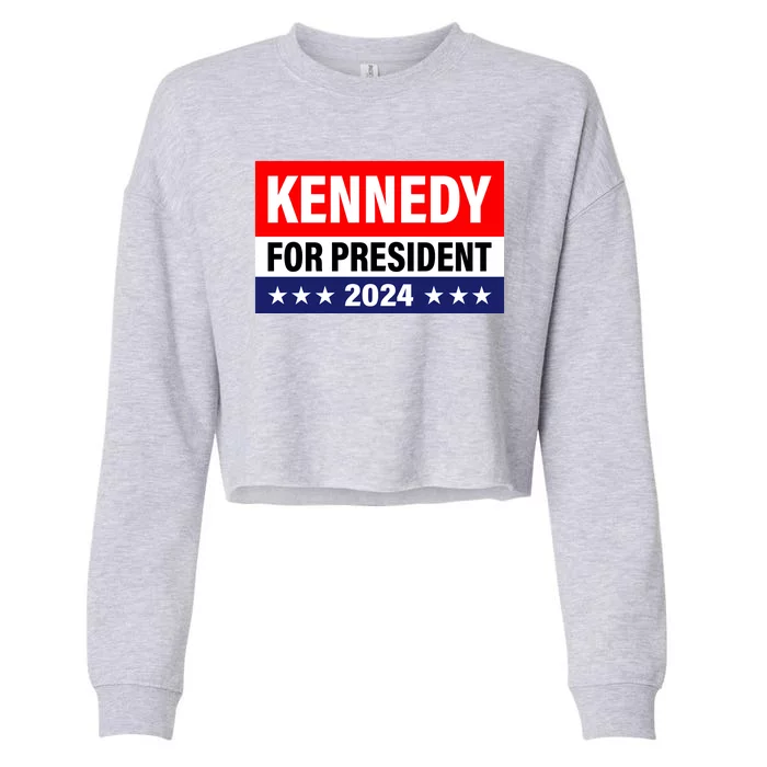 Kennedy For President 2024 Cool Flag Banner With Stars Cropped Pullover Crew