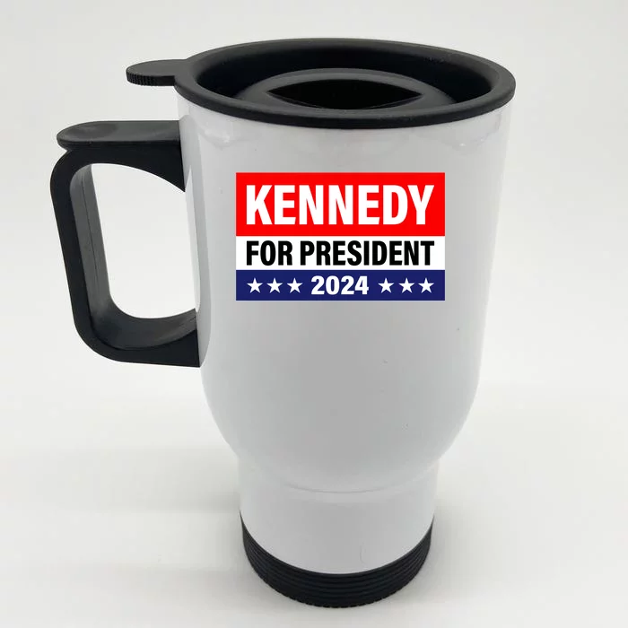 Kennedy For President 2024 Cool Flag Banner With Stars Front & Back Stainless Steel Travel Mug