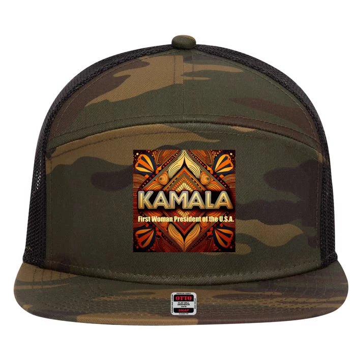 Kamala For President 7 Panel Mesh Trucker Snapback Hat