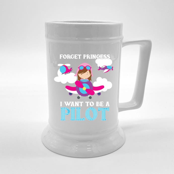 Kids Forget Princess I Want To Be A Pilot Aspirational Front & Back Beer Stein