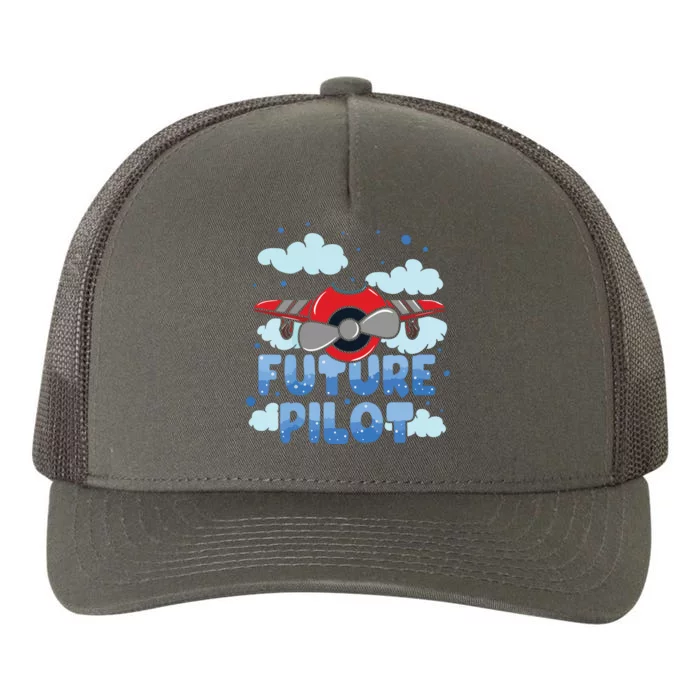 Kids Future Pilot Airplane Boy Girl Yupoong Adult 5-Panel Trucker Hat