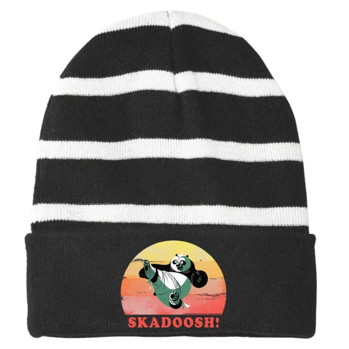 Kung Fu Panda Skadoosh! Retro Circle Portrait Striped Beanie with Solid Band