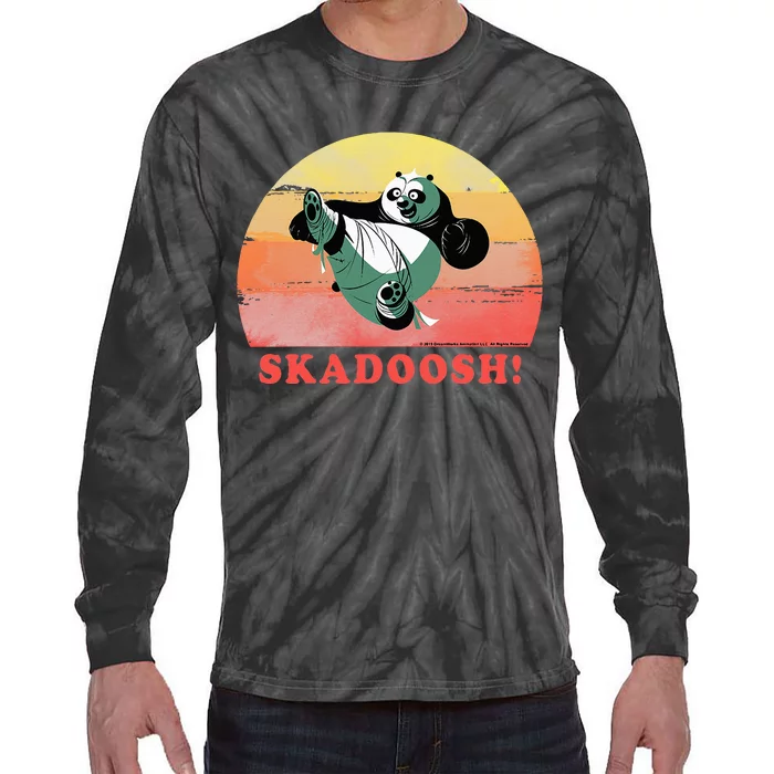 Kung Fu Panda Skadoosh! Retro Circle Portrait Tie-Dye Long Sleeve Shirt