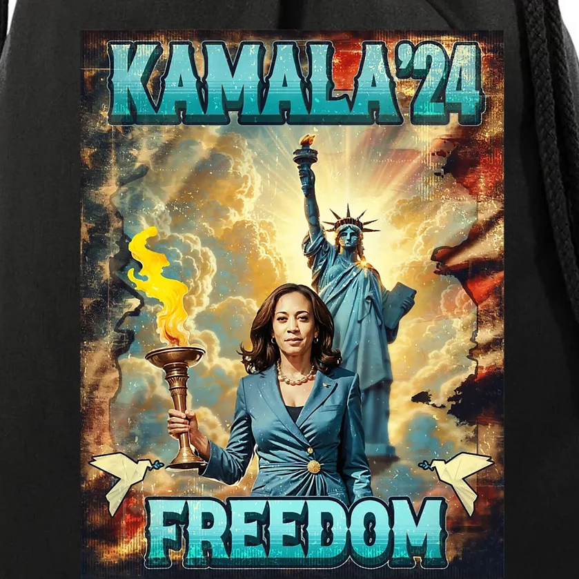 Kamala For President Slogan Statue Liberty Pro Harris Drawstring Bag