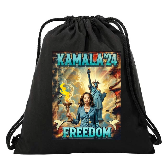 Kamala For President Slogan Statue Liberty Pro Harris Drawstring Bag