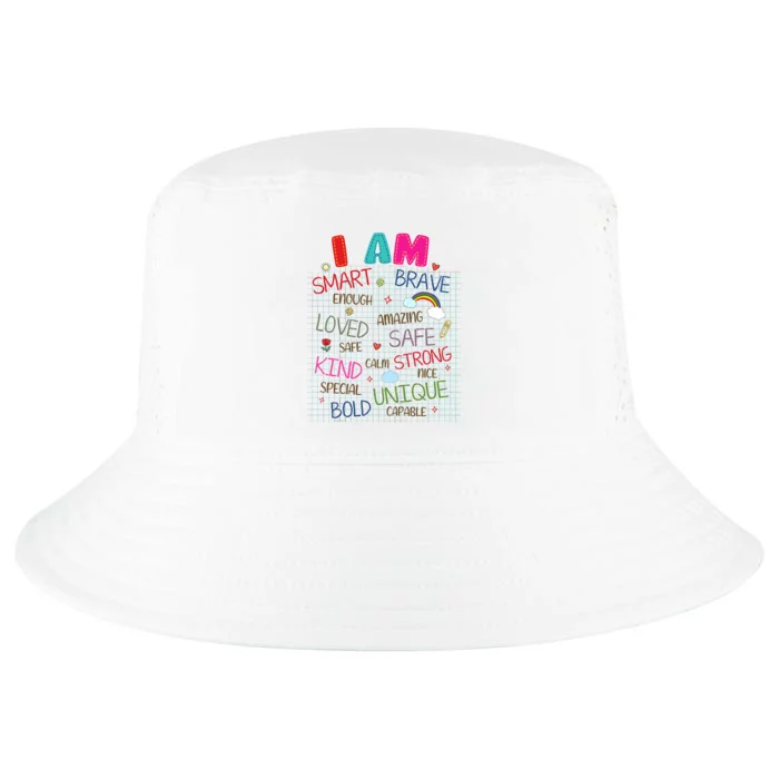 Kids Funny Positive Affirmation Inspiration Girl Boy I Am Kind Cool Comfort Performance Bucket Hat