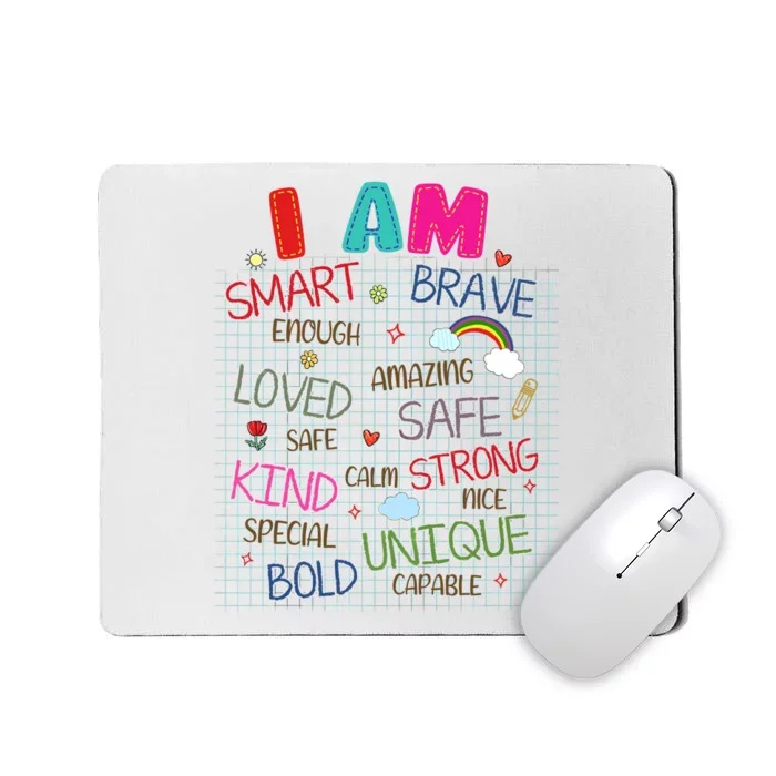 Kids Funny Positive Affirmation Inspiration Girl Boy I Am Kind Mousepad