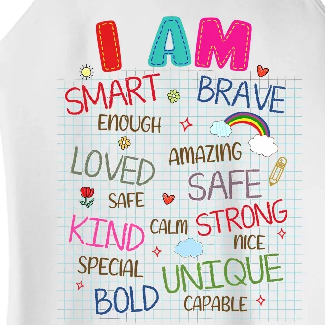 Kids Funny Positive Affirmation Inspiration Girl Boy I Am Kind Women’s Perfect Tri Rocker Tank