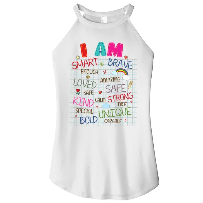 Kids Funny Positive Affirmation Inspiration Girl Boy I Am Kind Women’s Perfect Tri Rocker Tank