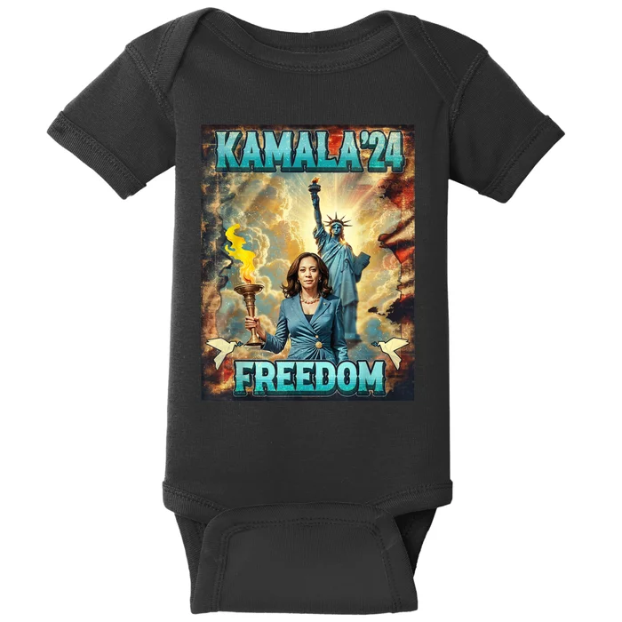 Kamala For President Slogan Statue Liberty Pro Harris Baby Bodysuit