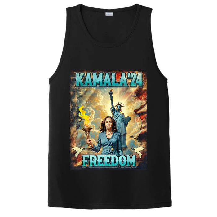 Kamala For President Slogan Statue Liberty Pro Harris Performance Tank