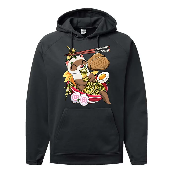 Kawaii Ferret Ramen Noodles Japanese Food Performance Fleece Hoodie