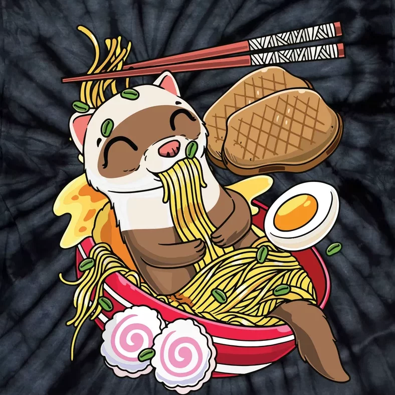 Kawaii Ferret Ramen Noodles Japanese Food Tie-Dye T-Shirt