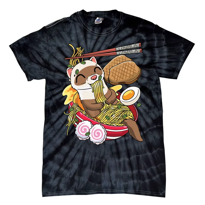 Kawaii Ferret Ramen Noodles Japanese Food Tie-Dye T-Shirt