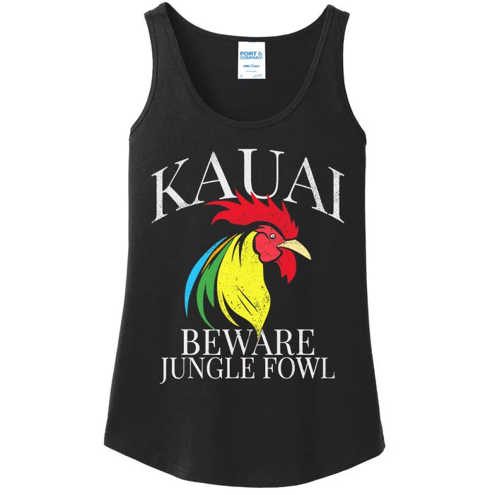 KAUAI FUNNY ROOSTER BEWARE JUNGLE FOWL VINTAGE HAWAII ISLAND Ladies Essential Tank