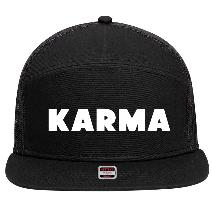 Karma Funny Sarcastic 7 Panel Mesh Trucker Snapback Hat