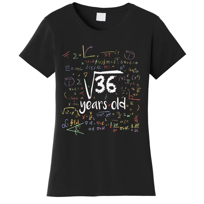 Kids Funny Square Root Of 36 6th Birthday 6 Years Old Math Women's T-Shirt