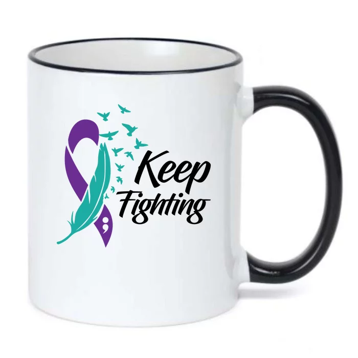 Keep Fighting Suicide Prevention Awareness Black Color Changing Mug