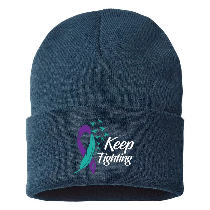 Keep Fighting Suicide Prevention Awareness Sustainable Knit Beanie